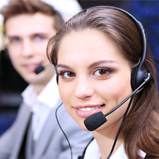 Picture of woman on telephone headset